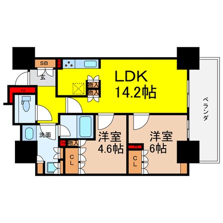 ローレルタワー堺筋本町の物件間取画像